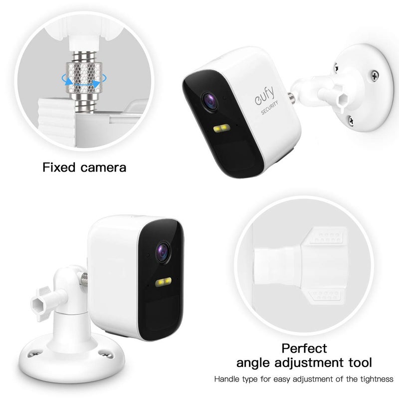 VOMENC Adjustment Wall Mount Holder Compatible with Eufycam 2,eufyCam 2C/2C Pro, 2/2 Pro, 3C/S300, 3/S330 and Other Eufycams Compatible Models,1/4" Screw Camera Wall Mounts (2PACK, White) - Image 3